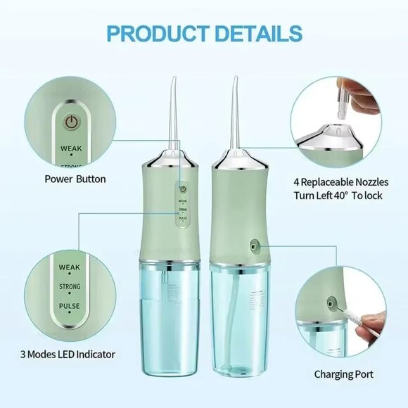 Oral Irrigator Portable Dental Water Flosser USB Rechargeable Water Jet Floss - Picture 10 of 13